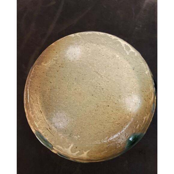 Soda Fired Studio Pottery Dave Ameika Clay Vessel Cup Pot Drip Glaze Earthy Teal - Picture 5 of 6